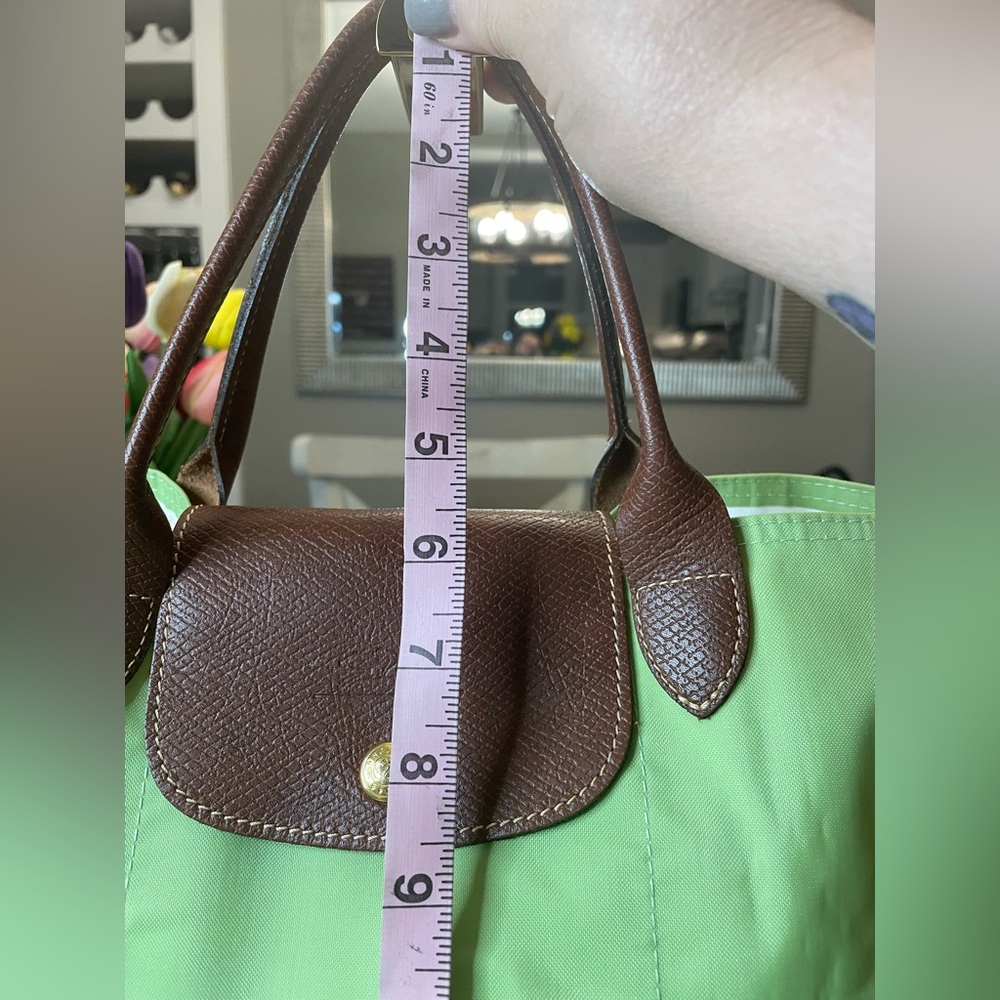 Longchamp Green and Brown Le Pliage Tote Bag Lightweight and Foldable - Picture 6 of 13